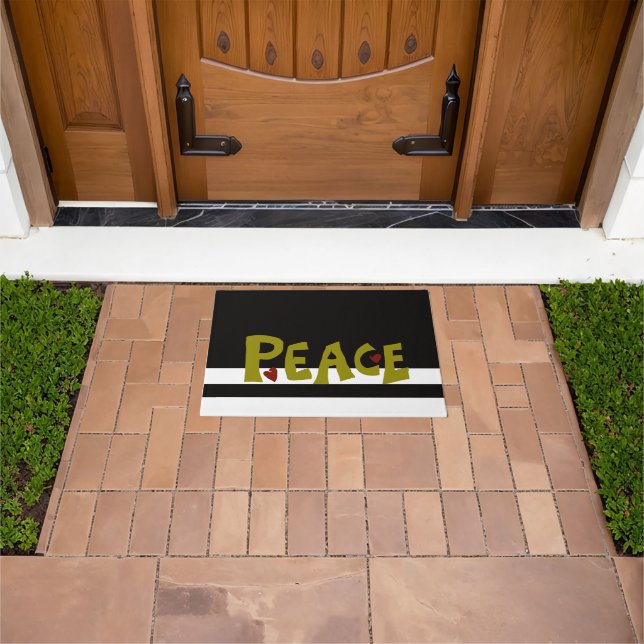 MAZIPOODLES Peace Olive Green Doormat (Outdoor)
