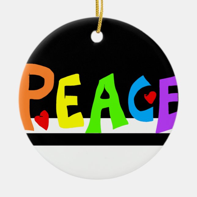 MAZIPOODLES Peace Rainbow Ceramic Tree Decoration (Front)