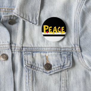 MAZIPOODLES Peace Yellow 6 Cm Round Badge