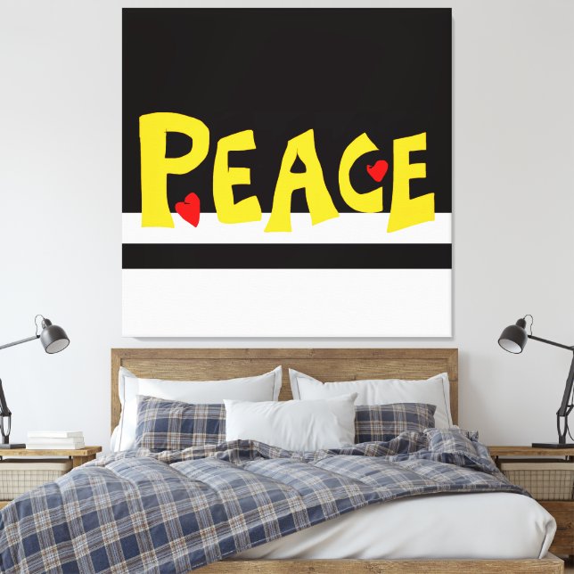 MAZIPOODLES Peace Yellow Canvas Print (Insitu(Bedroom))
