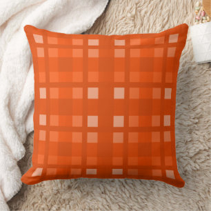 Mazipoodles Pixel Plaid New - Burnt Orange  Cushion