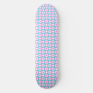 Mazipoodles Polka Dot Doughnuts - Blue Pink White  Skateboard
