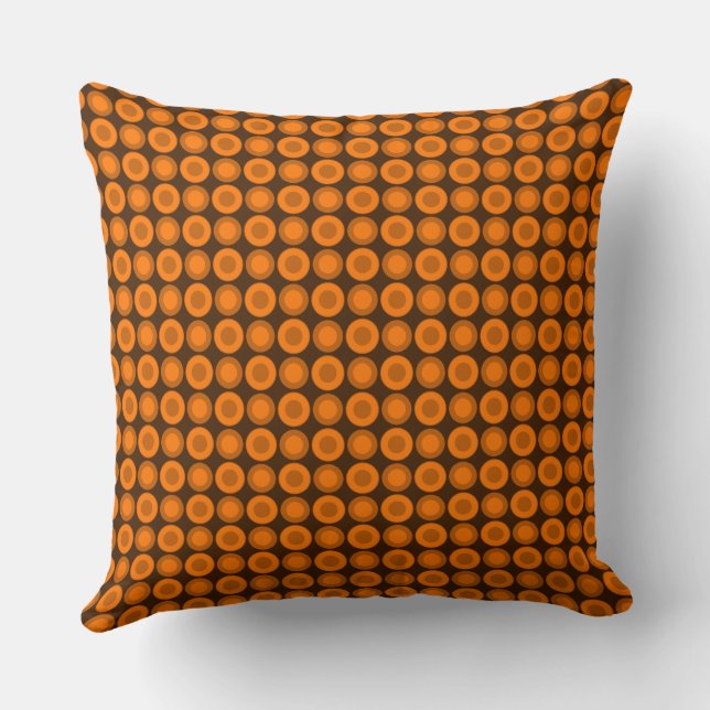 Mazipoodles Polka Dot Doughnuts - Brown Orange Cushion (Back)