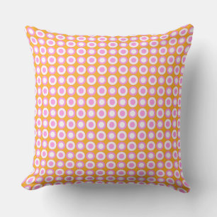 Mazipoodles Polka Dot Doughnuts - Orange Pink 2 Cushion