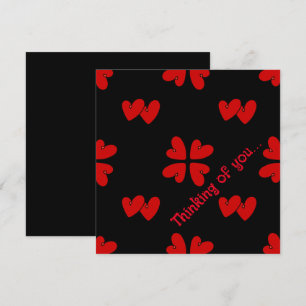 Mazipoodles Red Hearts On Black Thinking Of You Card