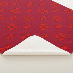Mazipoodles Red Hearts On Red Sherpa Blanket