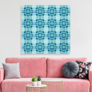 Mazipoodles Square Circle Plaid Baby Blue Canvas Print