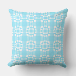 Mazipoodles Square Circle Plaid Baby Blue Cushion