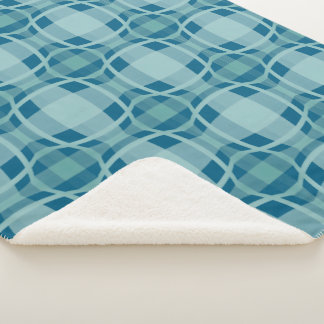 Mazipoodles Square Circle Plaid Baby Blue Sherpa Blanket
