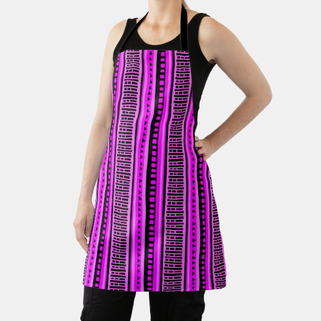 MAZIPOODLES Striped Ribbed Knitting Pattern 001 B  Apron (Insitu)