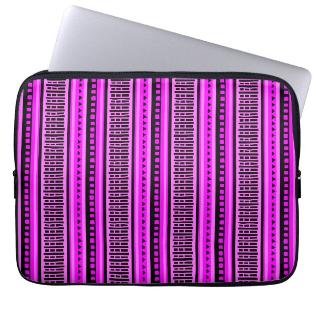 MAZIPOODLES Striped Ribbed Knitting Pattern 001 B  Laptop Sleeve (Front)