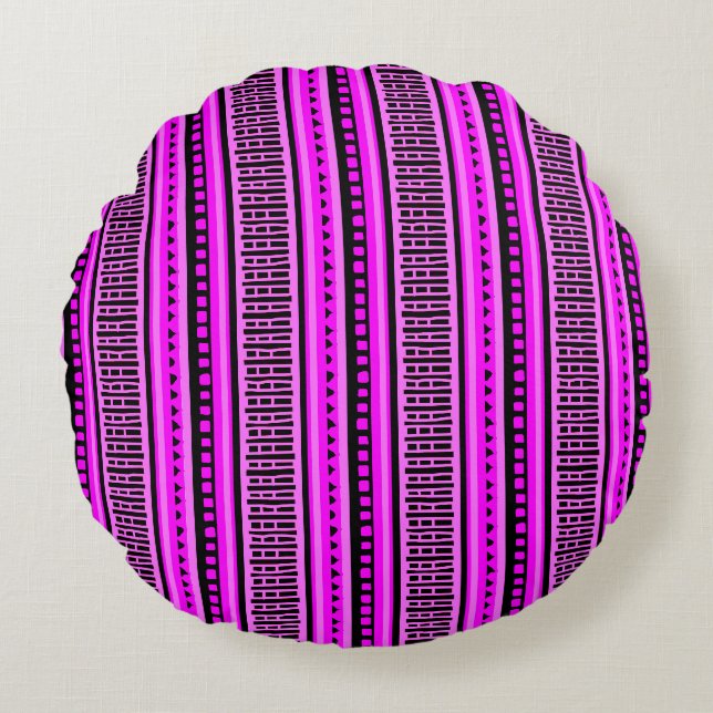 MAZIPOODLES Striped Ribbed Knitting Pattern 001 B  Round Cushion (Front)