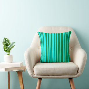 MAZIPOODLES Stripes Spaghetti Turquoise and Green  Cushion