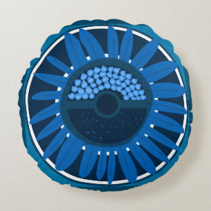 Mazipoodles Sunflower Sunshine: Blue 2 Round Cushion