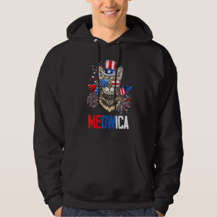 Mb35 4th Of July Meowica American Flag Firework Ca Hoodie