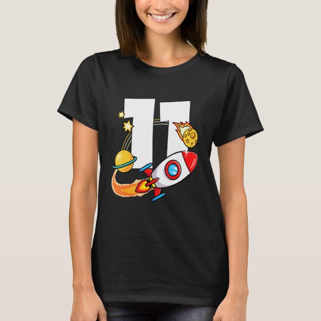 Mb 11th Birthday Rocket Ship Outer Space Universe  T-Shirt (Front)