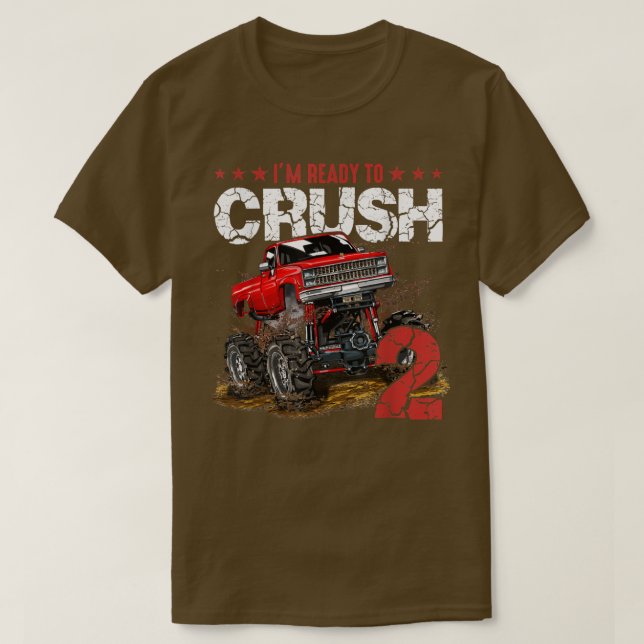 mb 2nd Birthday I'm Ready Crush Monster Truck Boys T-Shirt (Design Front)