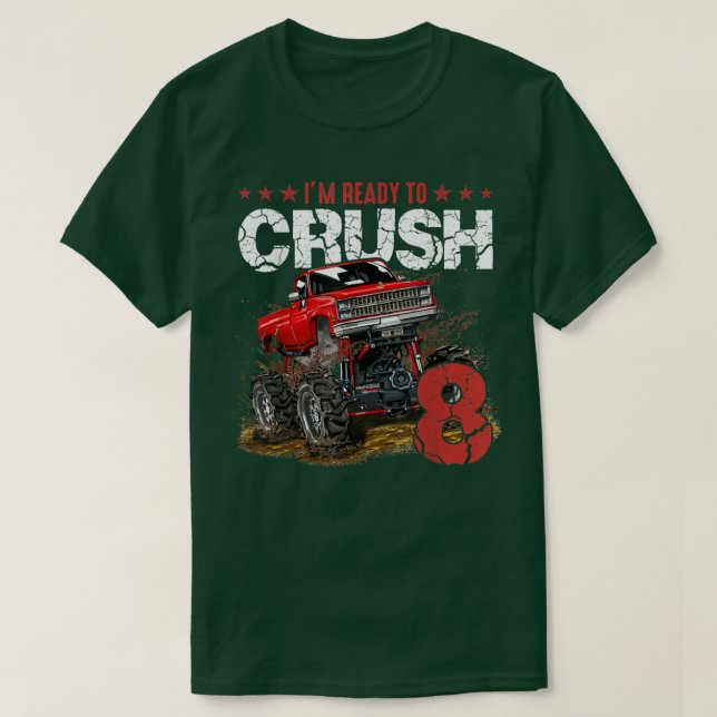 mb 8th Birthday I'm Ready Crush Monster Truck Boys T-Shirt (Design Front)