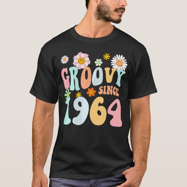 Mb Groovy Since 1964 Hippie Flower 58Th Birthday   T-Shirt (Front)