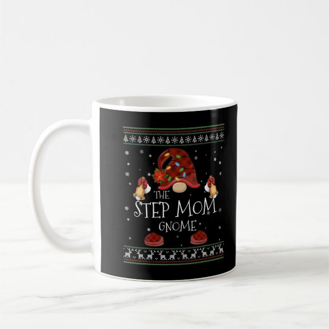 mb Step mum Gnome Buffalo Plaid Christmas Light Ug Coffee Mug (Left)