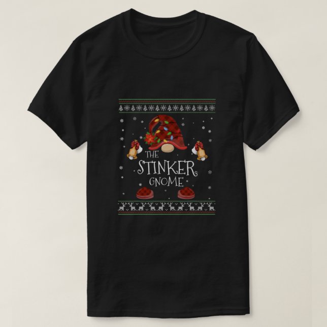 mb Stinker Gnome Buffalo Plaid Christmas Light Ugl T-Shirt (Design Front)