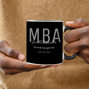 MBA Black Grey White Date Name Graduate Degree Mug