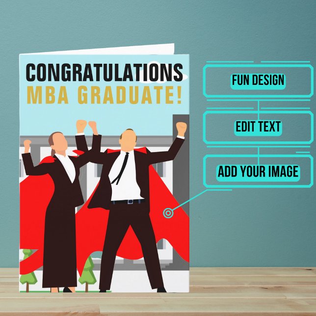 MBA Business Graduation Card (The design features two MBA graduates ready to rule the world.)