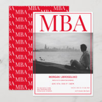 MBA degree White Red Photo Graduation Party