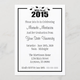 MBA Grad 2015 Graduation Invite (Black Caps)
