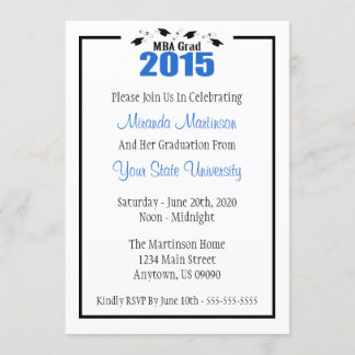 MBA Grad 2015 Graduation Invite (Blue Caps)
