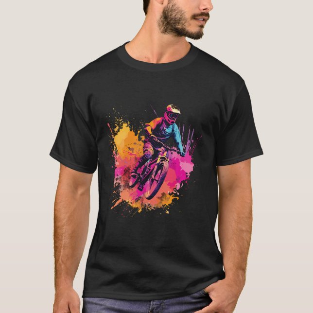 Mbr Mountain Biker Abstract Colouful Design T-Shirt (Front)