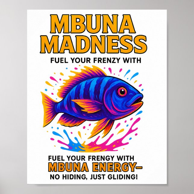 Mbuna Madness Poster – Neon Cichlid Wall Art  (Front)