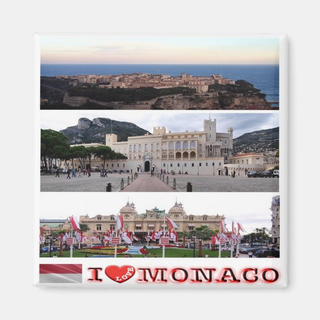 MC - Monaco - I Love - Collage Mosaic Magnet (Front)