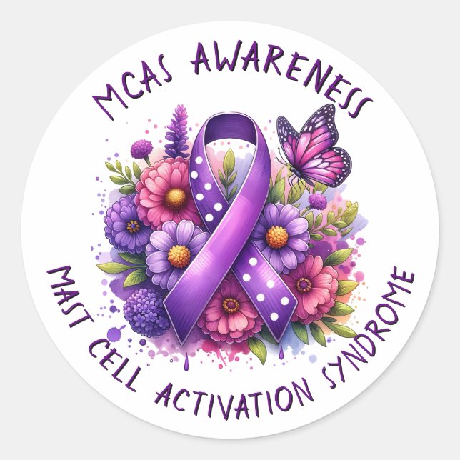 MCAS Mast Cell Activation Syndrome Awareness  Classic Round Sticker (Front)