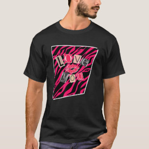 McBling Aesthetic Hot Pink And Black Zebra Kiss Li T-Shirt