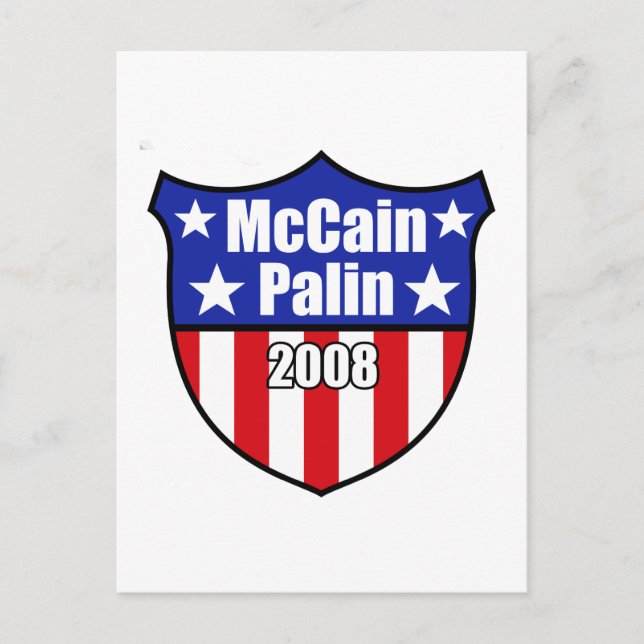 McCain Palin Shield Postcard (Front)
