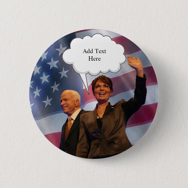 MCCain Palin Speaks 6 Cm Round Badge (Front)