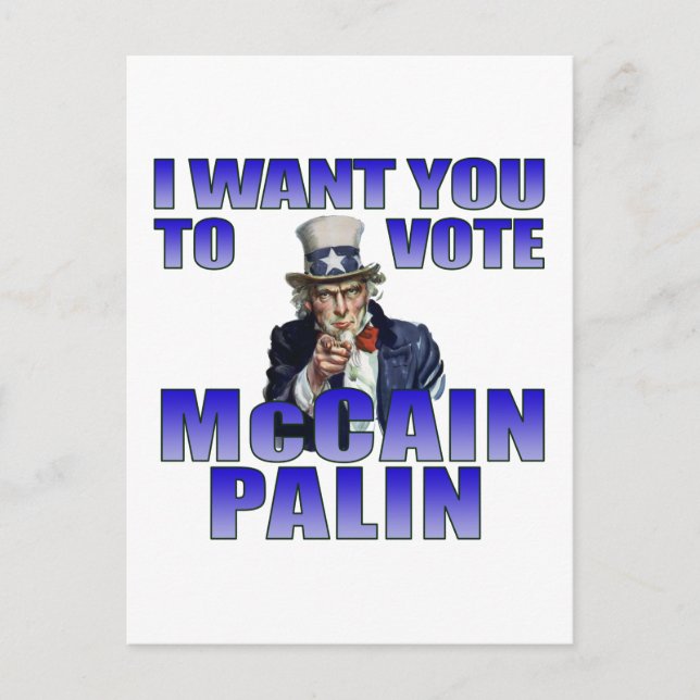 McCain Palin Uncle Sam Postcard (Front)