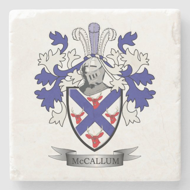 McCallum Family Crest Coat of Arms Stone Coaster (Front)