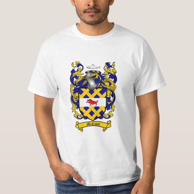 McCann Family Crest - McCann Coat of Arms T-Shirt (Front)