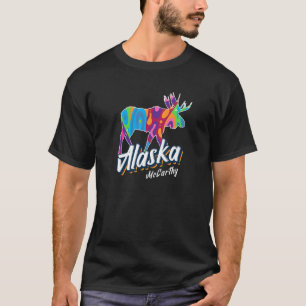 Mccarthy Alaska Usa Colourful Moose Art Vacation S T-Shirt