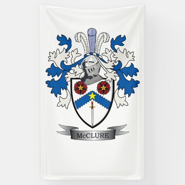 McClure Family Crest Coat of Arms Banner (Vertical)