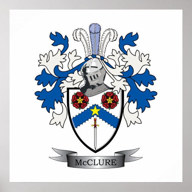 McClure Family Crest Coat of Arms Poster (Front)