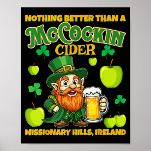 Mccockin cider mccain funny st patrick’s day humou poster