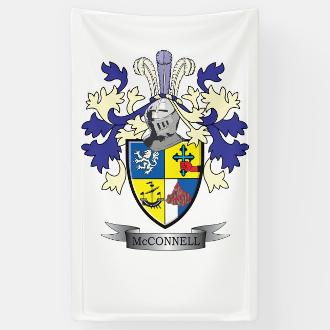 McConnell Family Crest Coat of Arms Banner (Vertical)