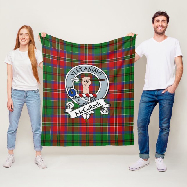 McCulloch Clan Badge Tartan Plaid Fleece Blanket (In Situ)
