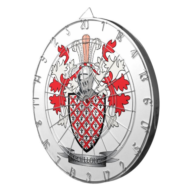 McCullough Family Crest Coat of Arms Dartboard (Front Right)