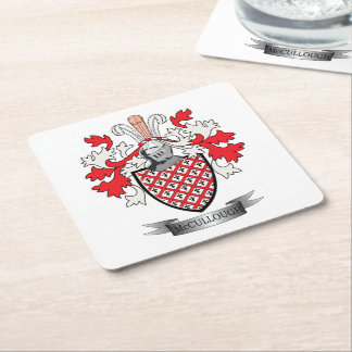 McCullough Family Crest Coat of Arms Square Paper Coaster
