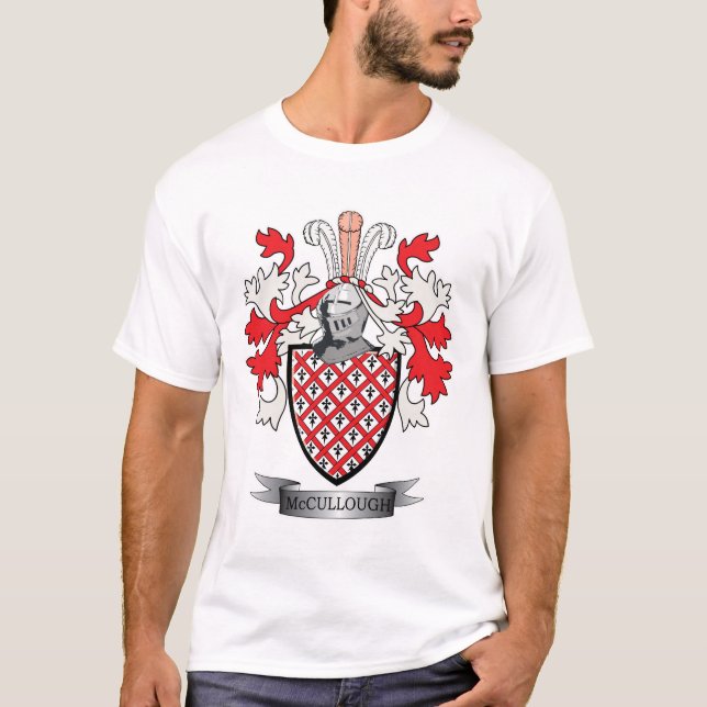 McCullough Family Crest Coat of Arms T-Shirt (Front)