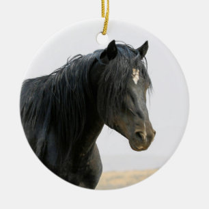 McCullough Peaks Wild Horse Jet Stream Ceramic Orn Tree Decoration